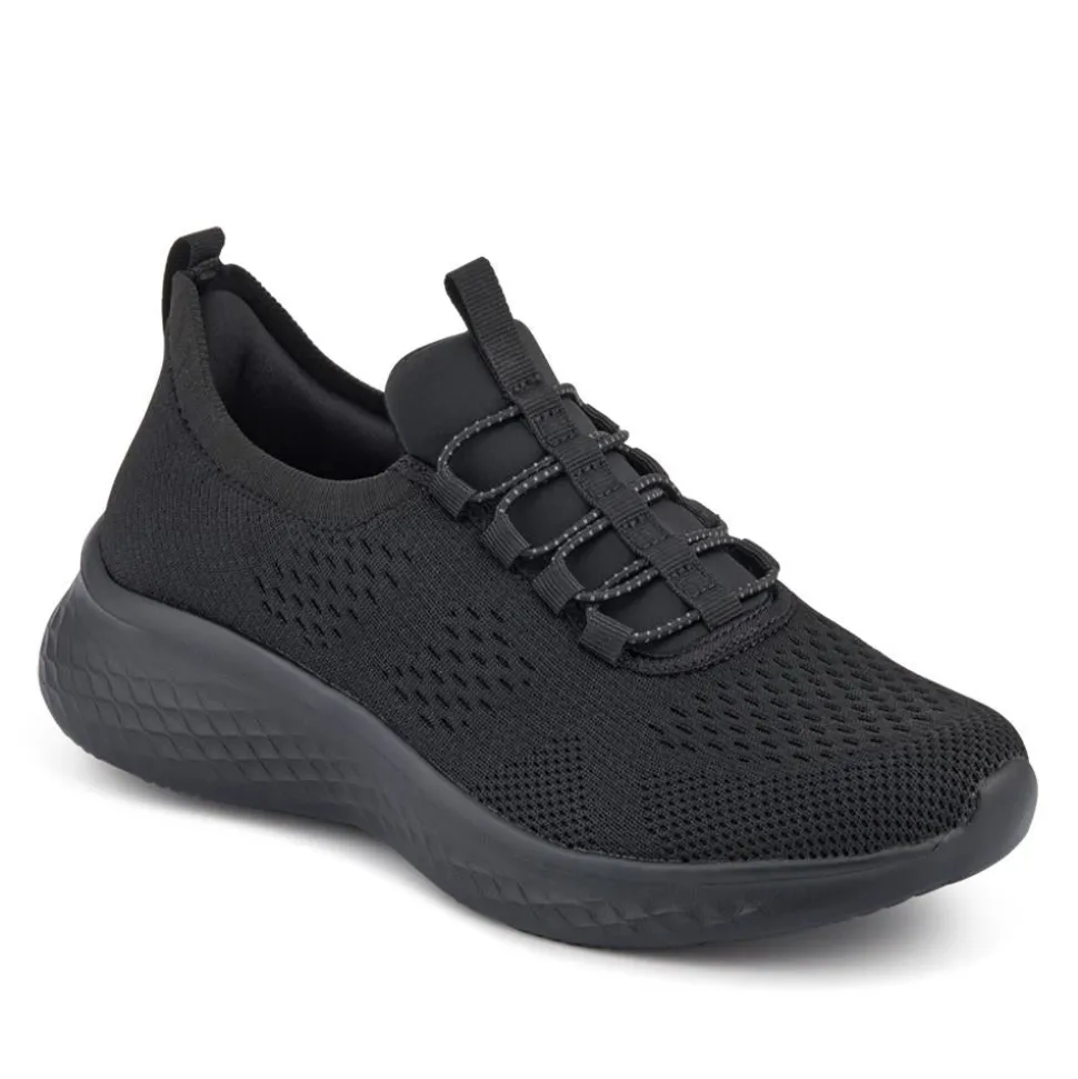 Wide Fit Easy Step In Bungee Lace Trainers - Black