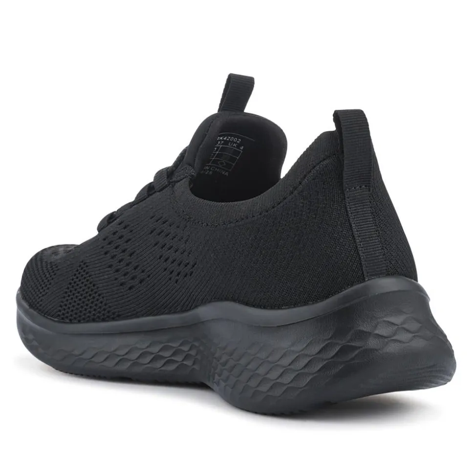 Wide Fit Easy Step In Bungee Lace Trainers - Black
