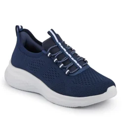 Wide Fit Easy Step In Bungee Lace Trainers - Navy