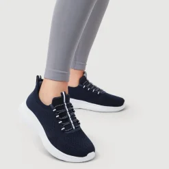 Wide Fit Easy Step In Bungee Lace Trainers - Navy
