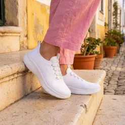 Wide Fit Easy Step In Bungee Lace Trainers - White