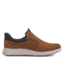 Wide Fit Elasticated Slip-On Shoes - Brown