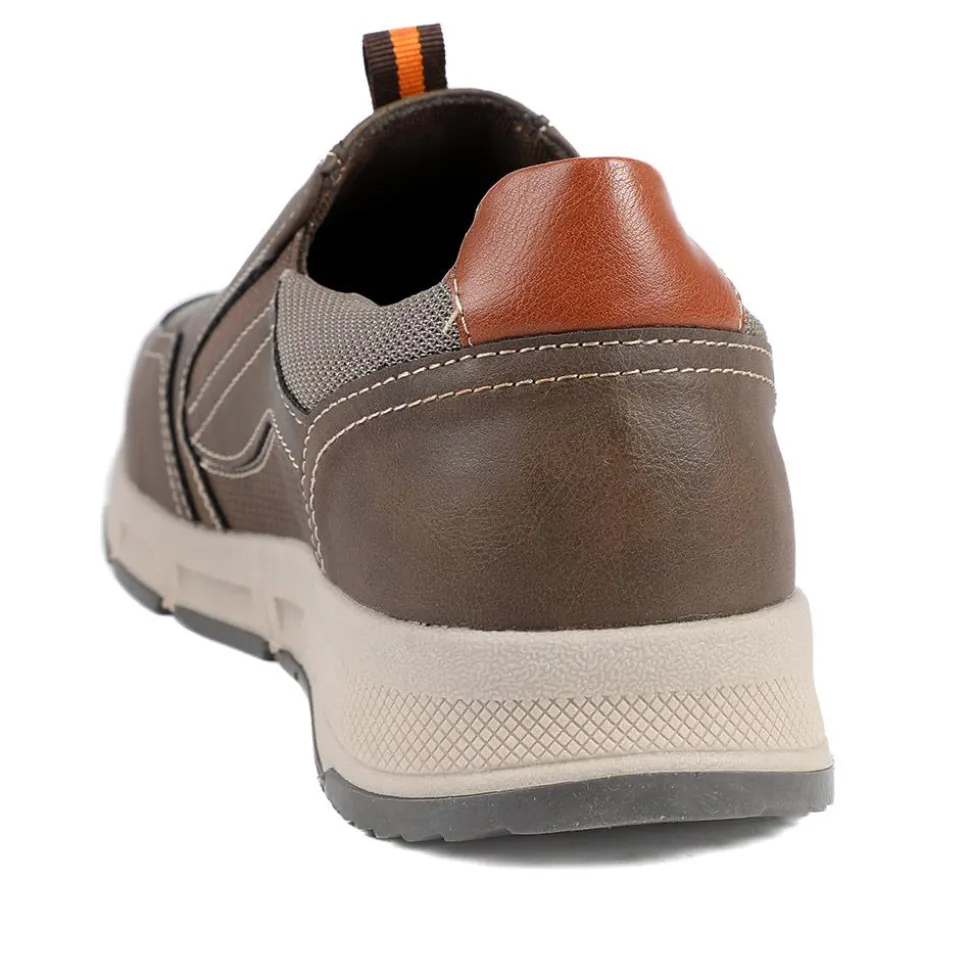 Wide-Fit Elasticated Slip On Shoes - Dark Brown