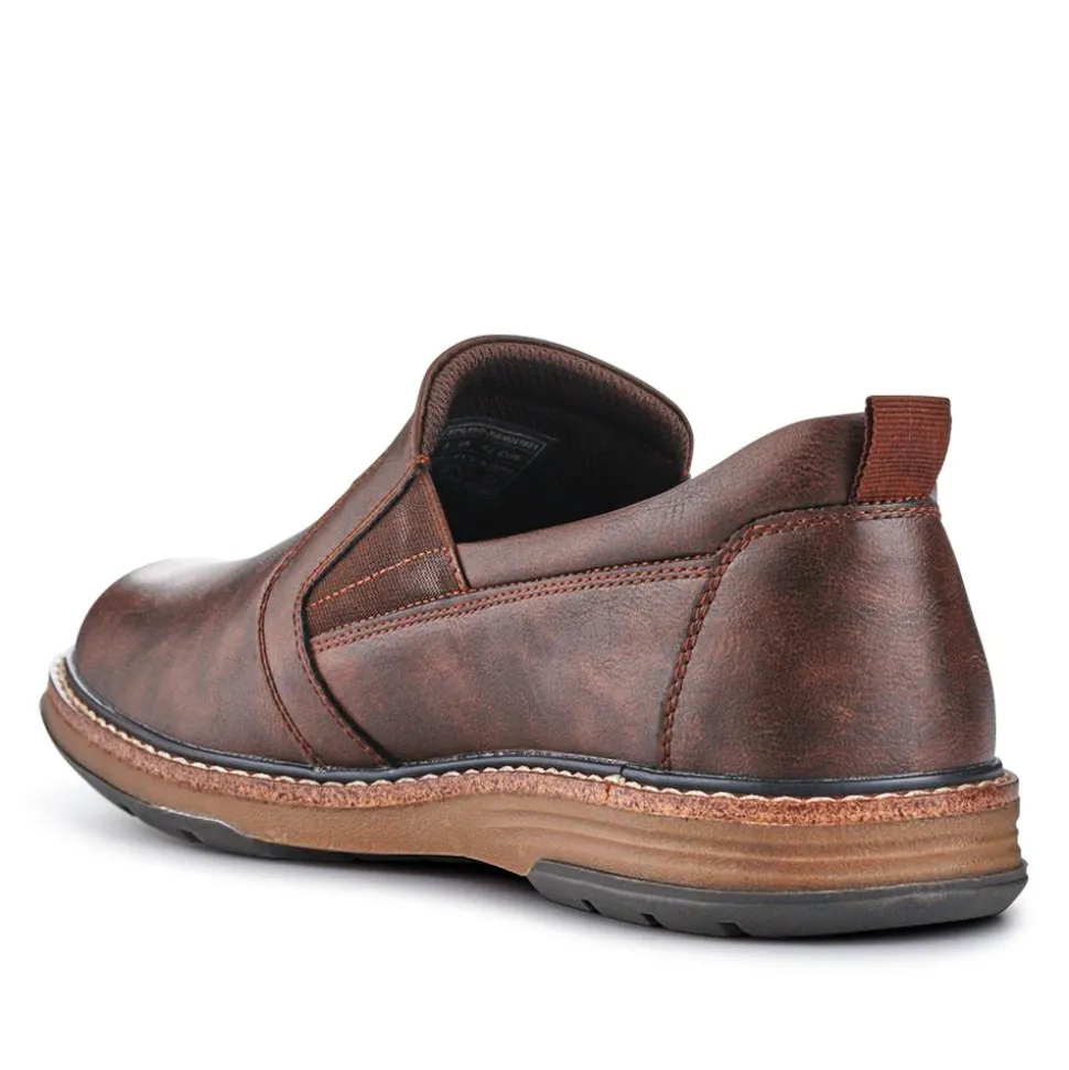 Wide Fit Elasticated Slip-On Shoes - Dark Brown