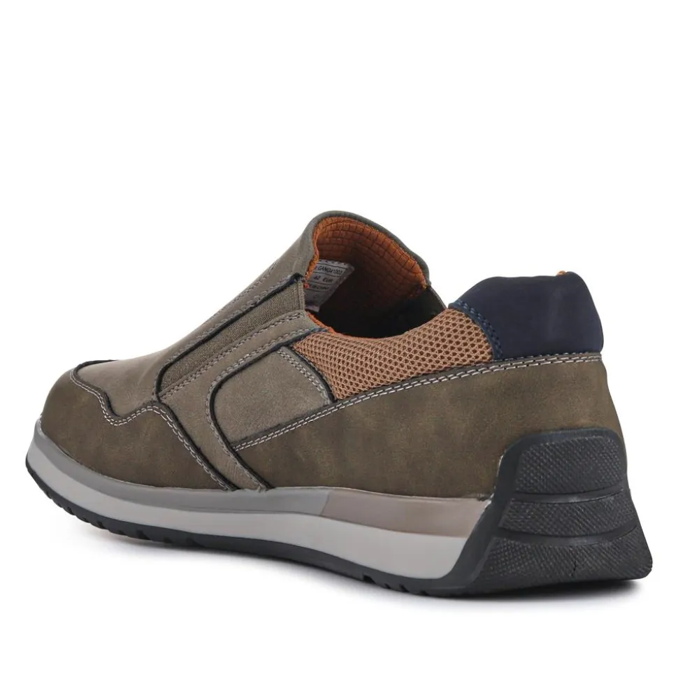 Wide Fit Elasticated Slip On Shoes - Khaki