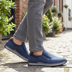 Wide Fit Elasticated Slip On Shoes - Navy
