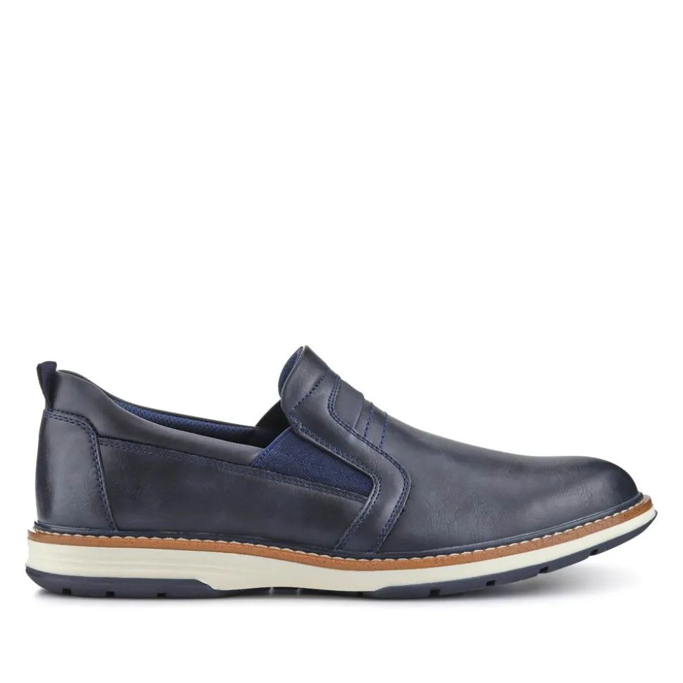 Wide Fit Elasticated Slip-On Shoes - Navy