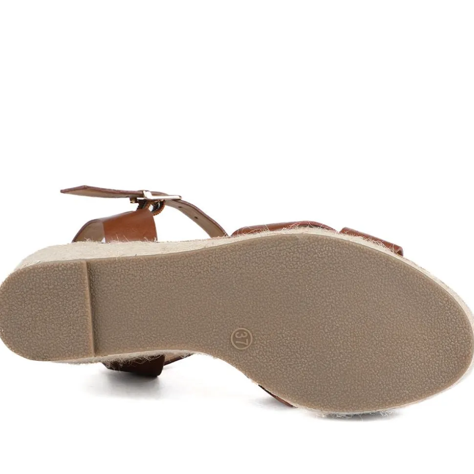 Wide Fit Espadrille Wedge Sandals - Tan