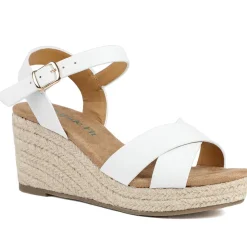 Wide Fit Espadrille Wedge Sandals - White