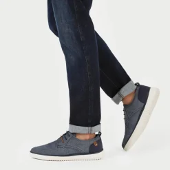 Wide-Fit Fabric Lace-Up Shoes - Navy