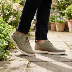 Wide-Fit Fabric Lace-Up Shoes - Taupe