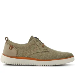 Wide-Fit Fabric Lace-Up Shoes - Taupe