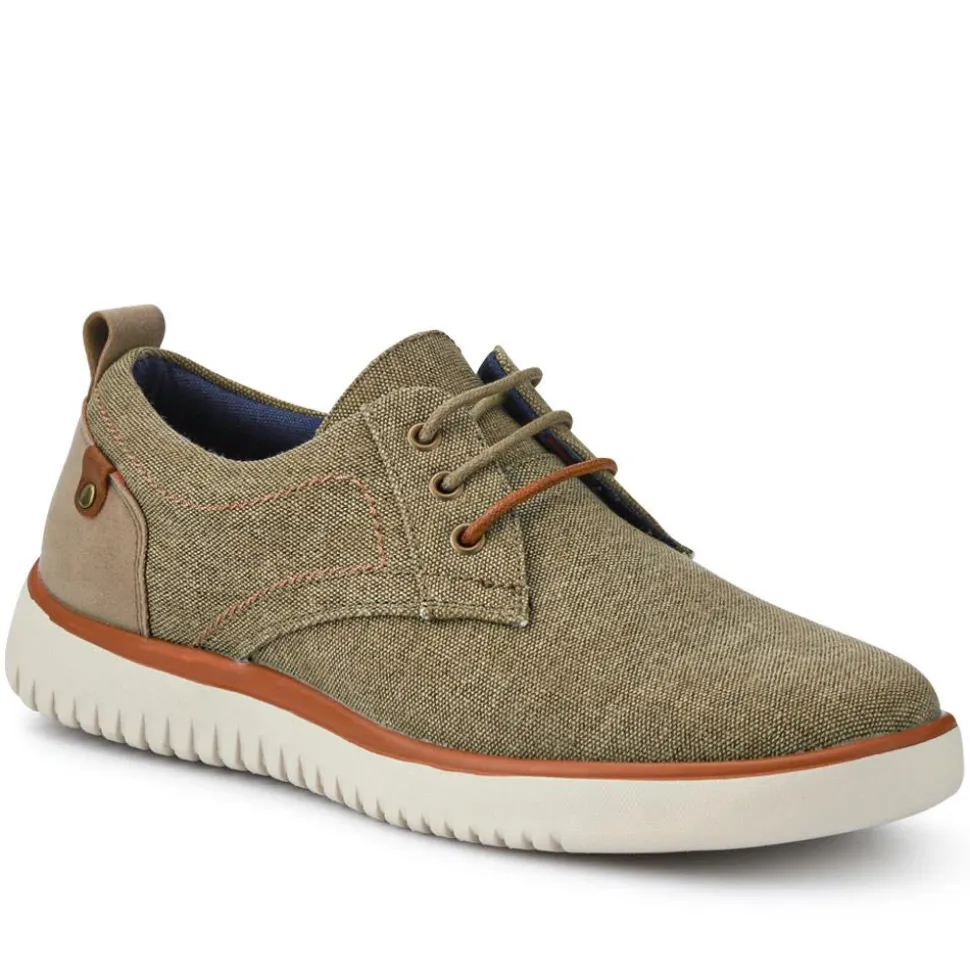 Wide-Fit Fabric Lace-Up Shoes - Taupe