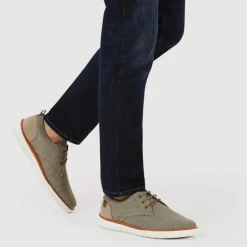 Wide-Fit Fabric Lace-Up Shoes - Taupe