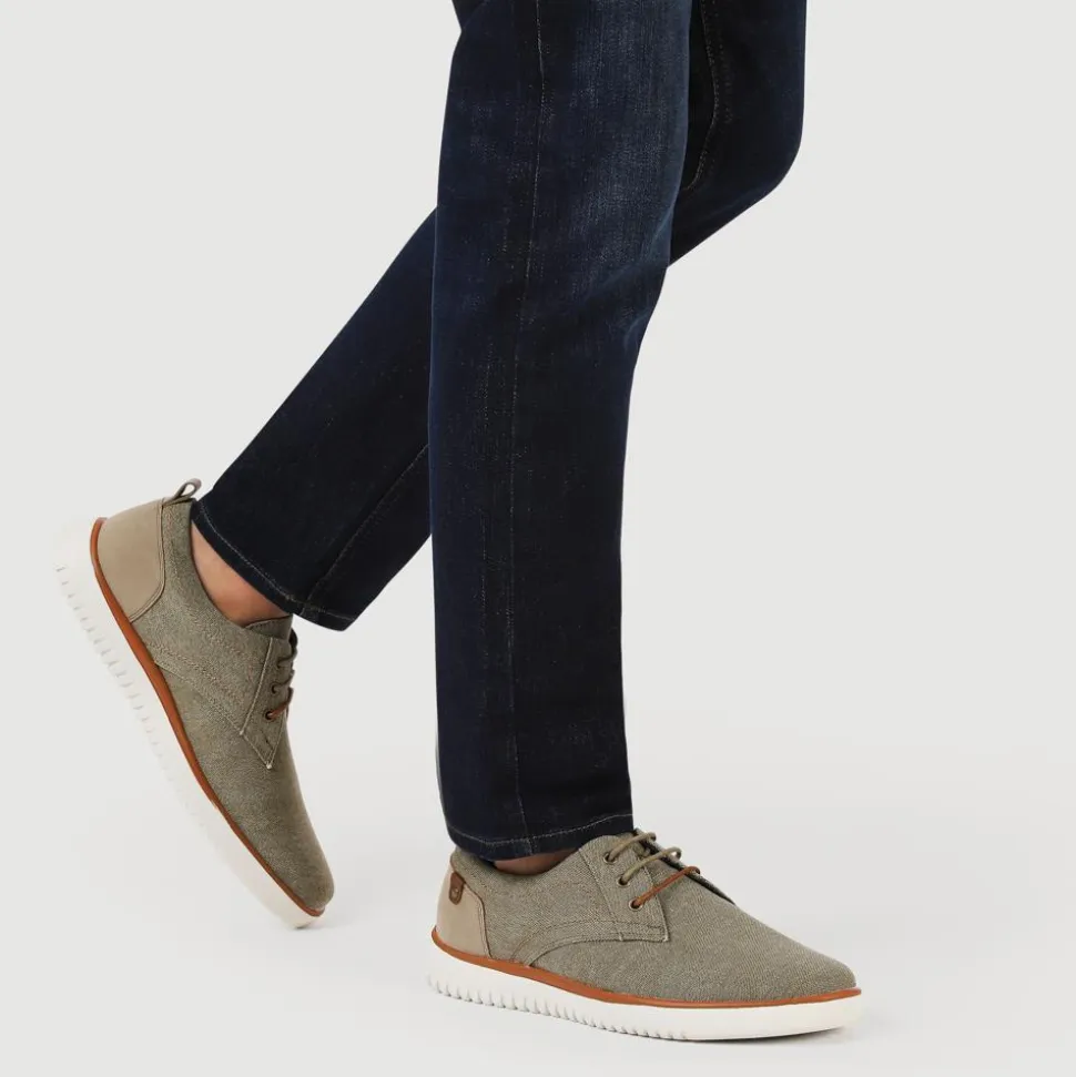 Wide-Fit Fabric Lace-Up Shoes - Taupe