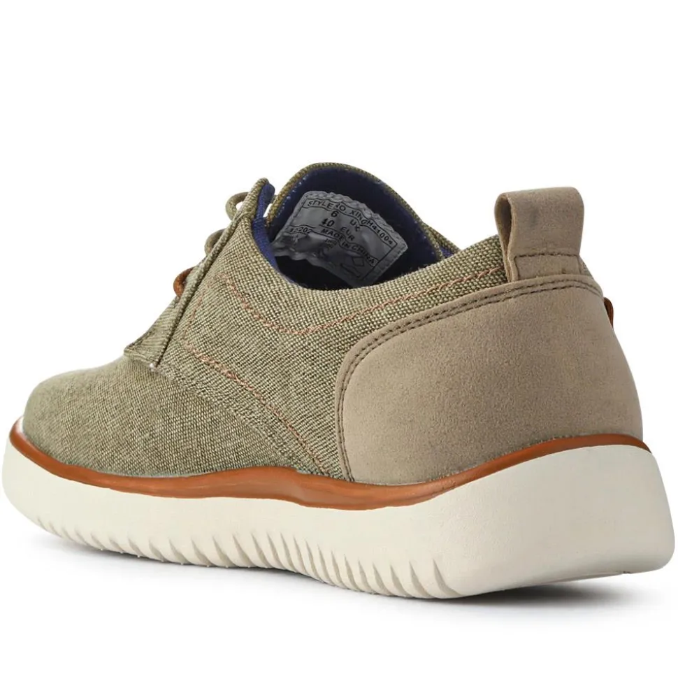 Wide-Fit Fabric Lace-Up Shoes - Taupe