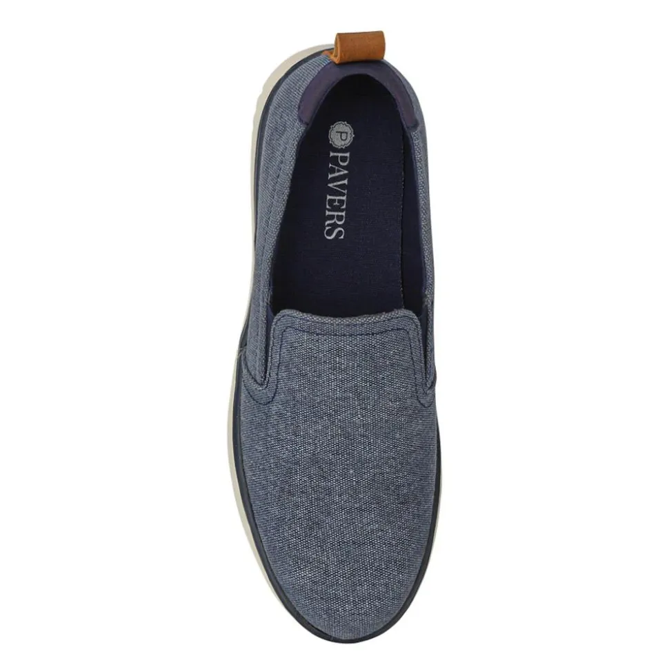 Wide-Fit Fabric Slip-On Shoes - Navy