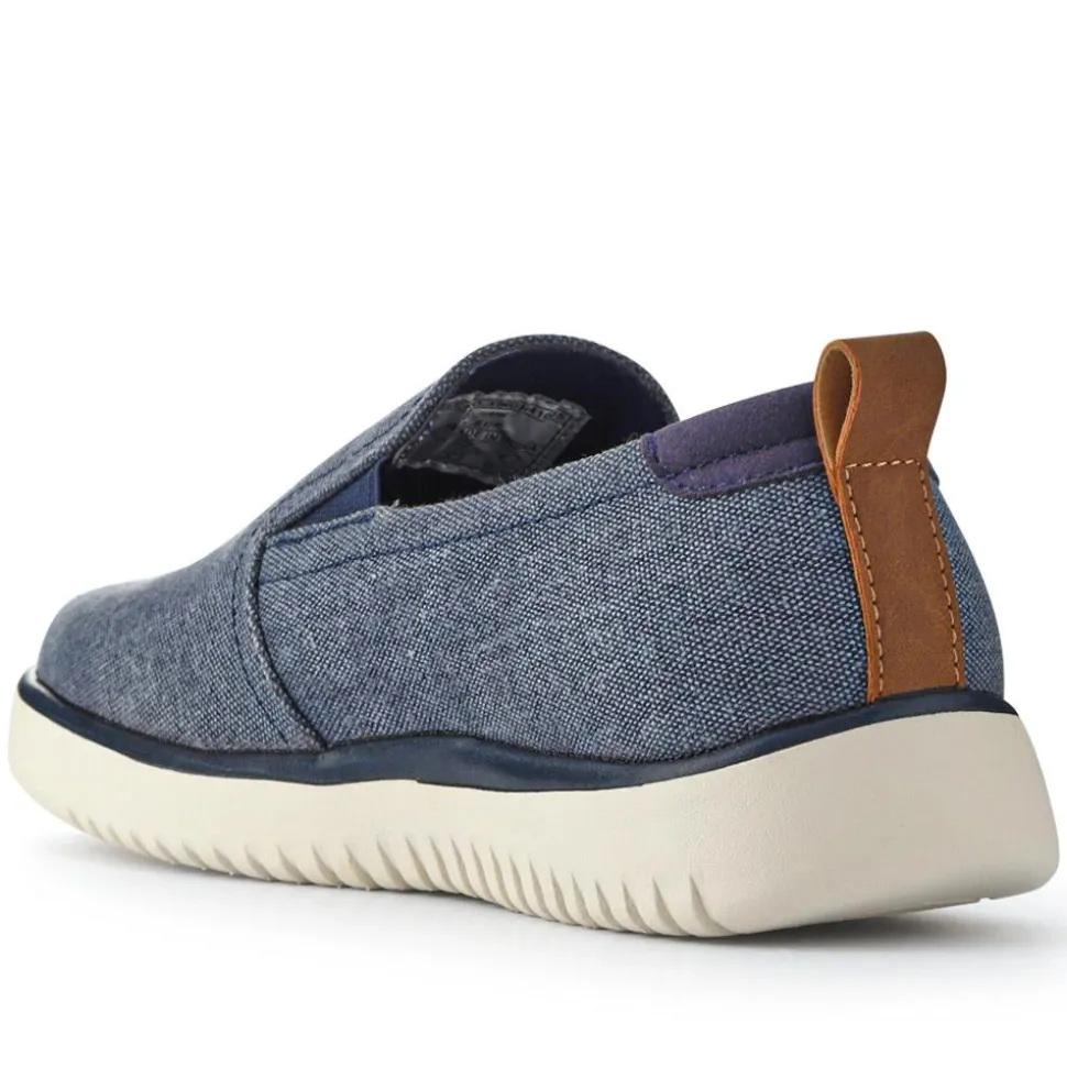 Wide-Fit Fabric Slip-On Shoes - Navy
