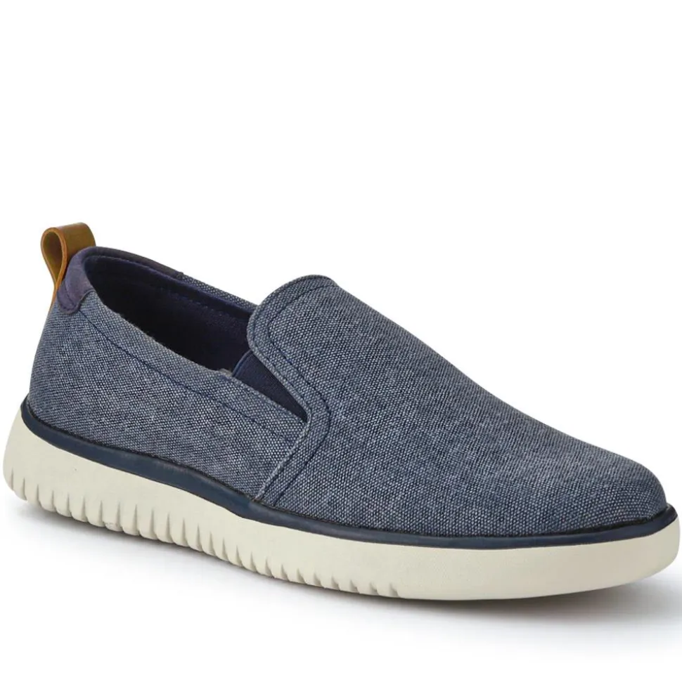 Wide-Fit Fabric Slip-On Shoes - Navy