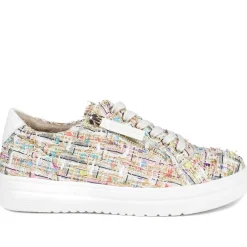 Wide Fit Fabric Zip & Lace Trainers - Multi