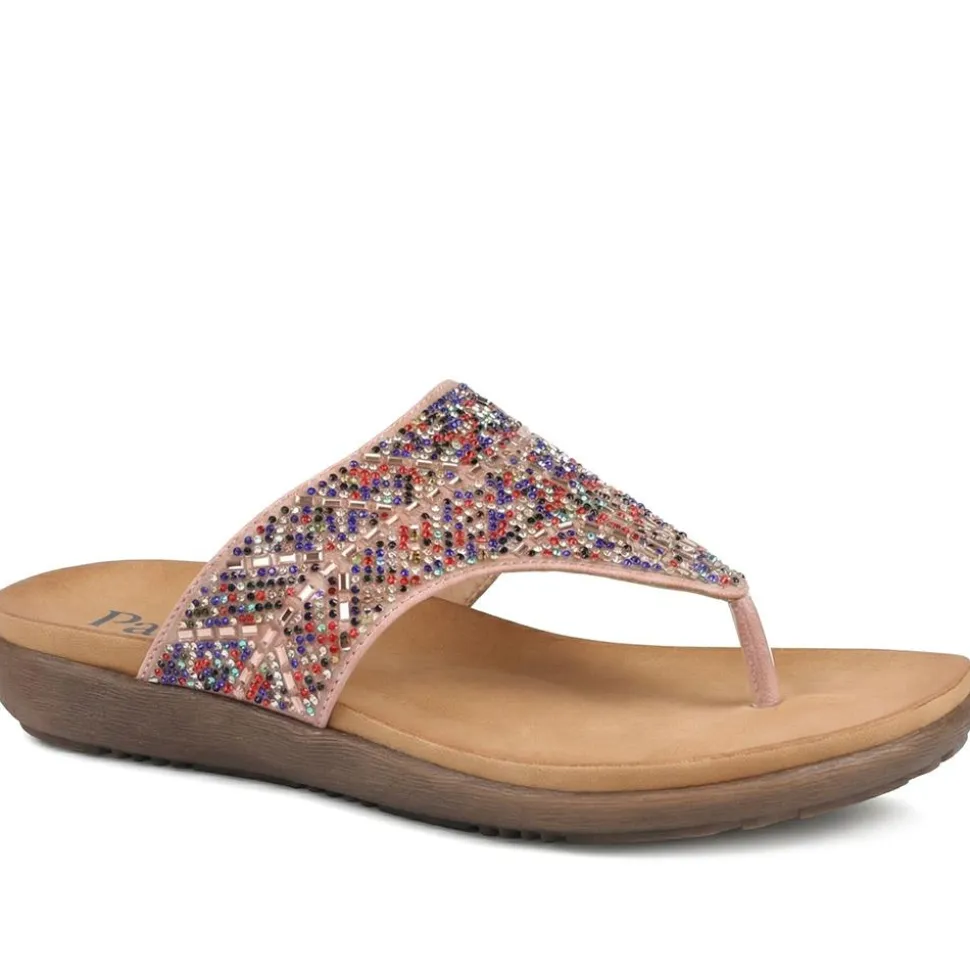 Wide Fit Jewelled Cushioned Toe Post Sandals - Multi