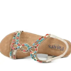 Wide Fit Jewelled Elastic Fit Sandals - Soft Gold