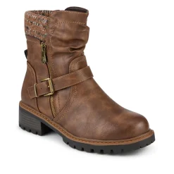 Wide Fit Knitted Cuff Slouch Boots - Tan