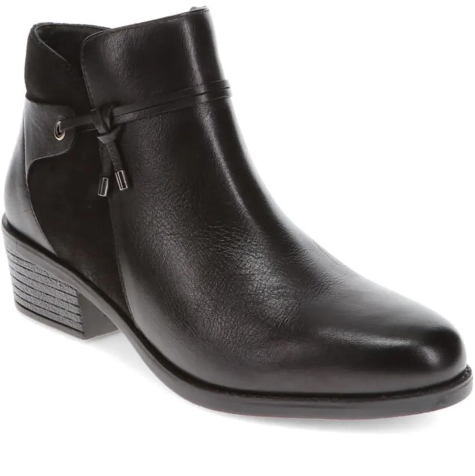 Wide-Fit Lace Detail Ankle Boots - Black