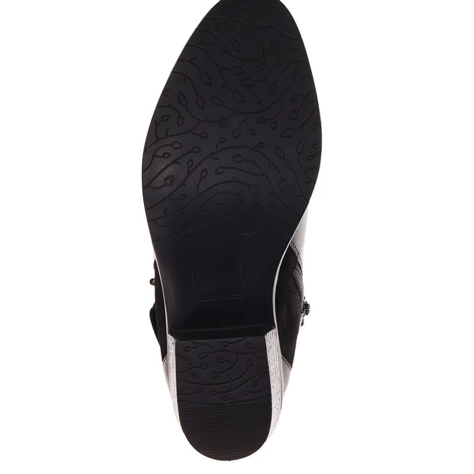 Wide-Fit Lace Detail Ankle Boots - Black