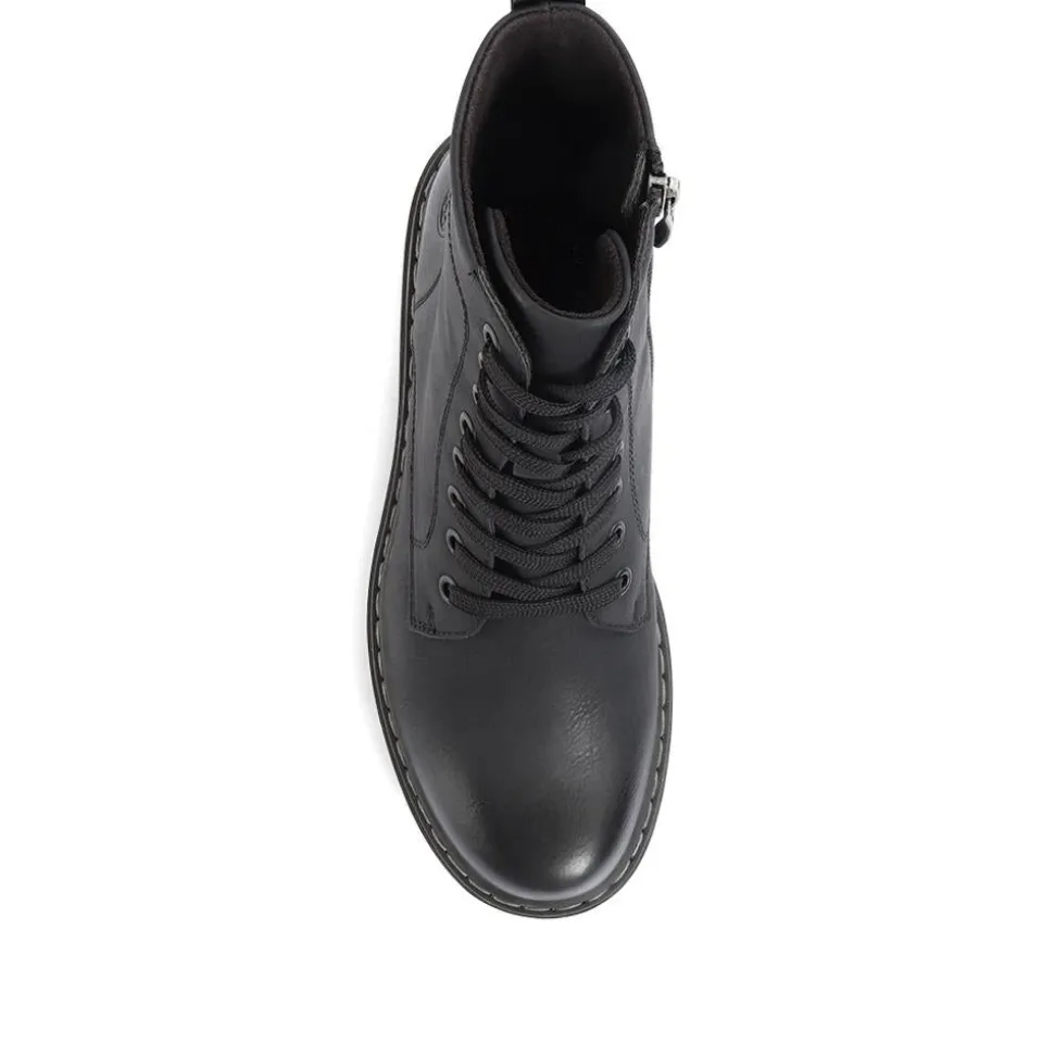 Wide Fit Lace-Up Ankle Boots - Black