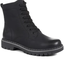 Wide Fit Lace-Up Ankle Boots - Black