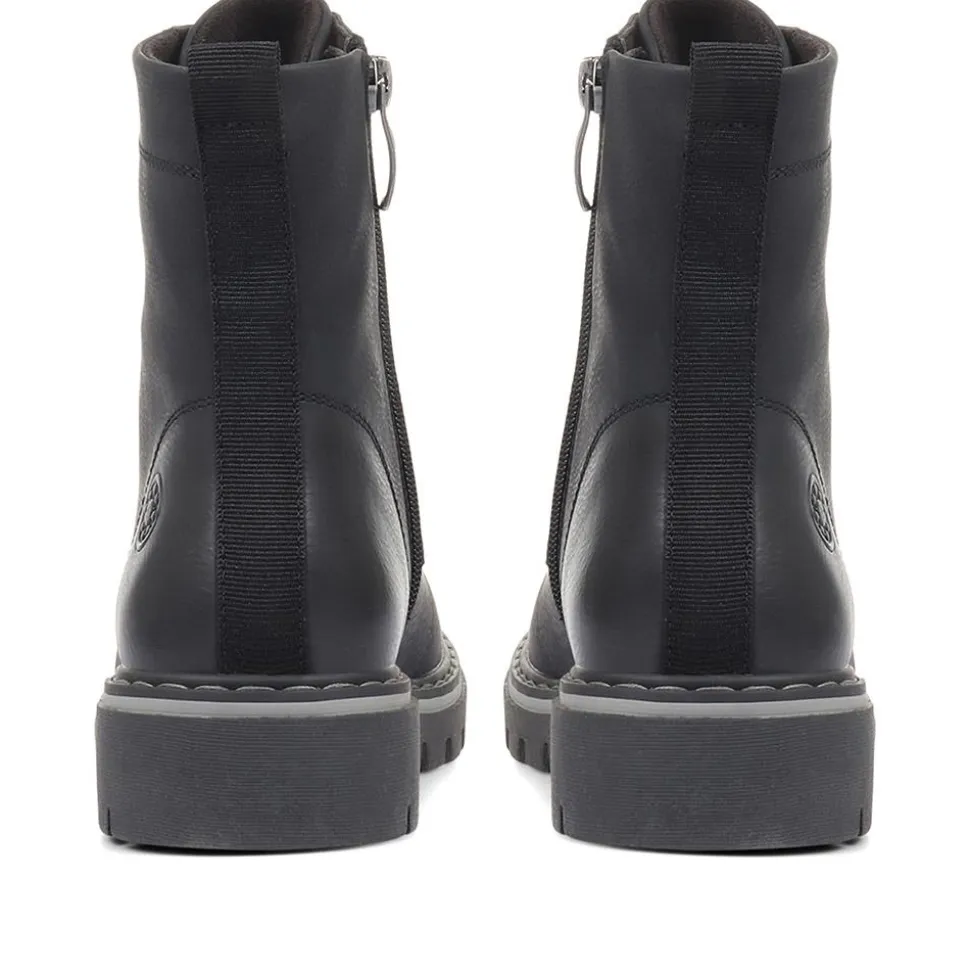 Wide Fit Lace-Up Ankle Boots - Black