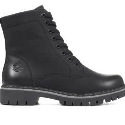 Wide Fit Lace-Up Ankle Boots - Black
