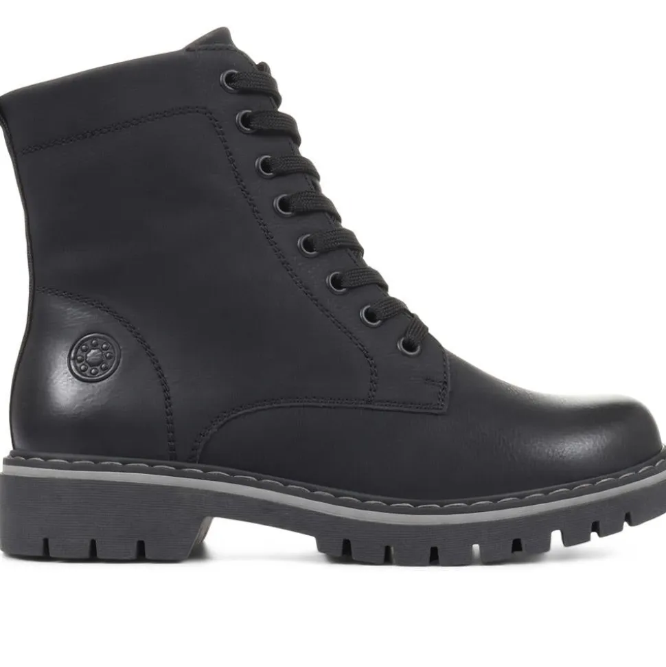 Wide Fit Lace-Up Ankle Boots - Black