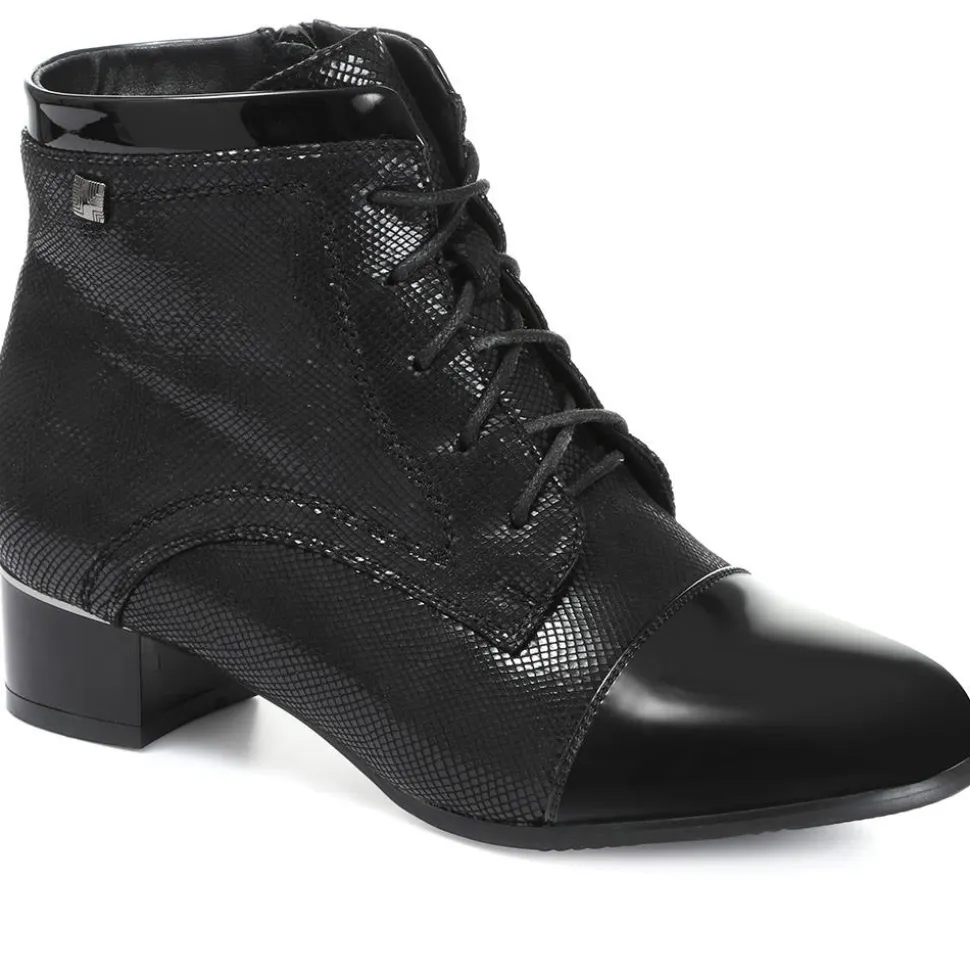 Wide Fit Lace-Up Ankle Boots - Black