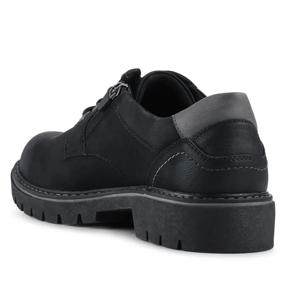 Wide Fit Lace Up Casual Shoes - Black