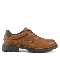 Wide Fit Lace Up Casual Shoes - Cognac