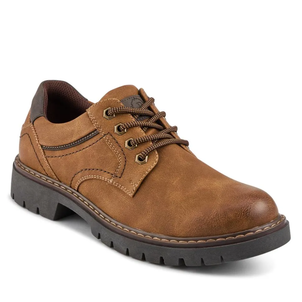 Wide Fit Lace Up Casual Shoes - Cognac