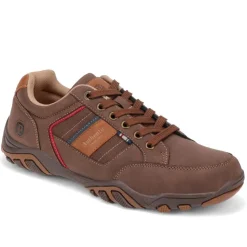 Wide Fit Lace Up Casual Trainers - Brown Multi