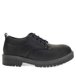 Wide Fit Lace Up Leather Shoes - Black