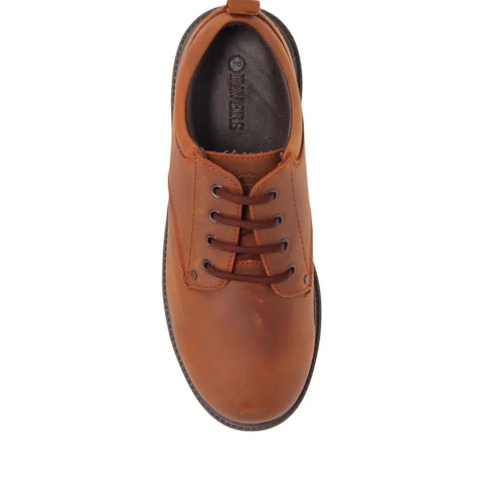 Wide Fit Lace Up Leather Shoes - Rust