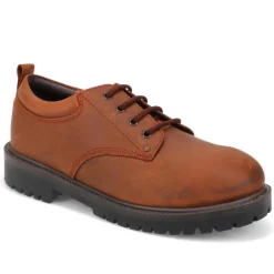 Wide Fit Lace Up Leather Shoes - Rust