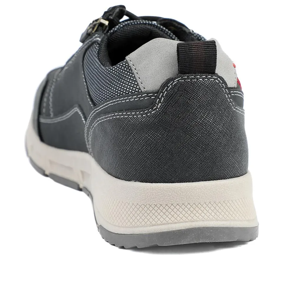 Wide Fit Lace Up Shoes With Grip Sole - Black