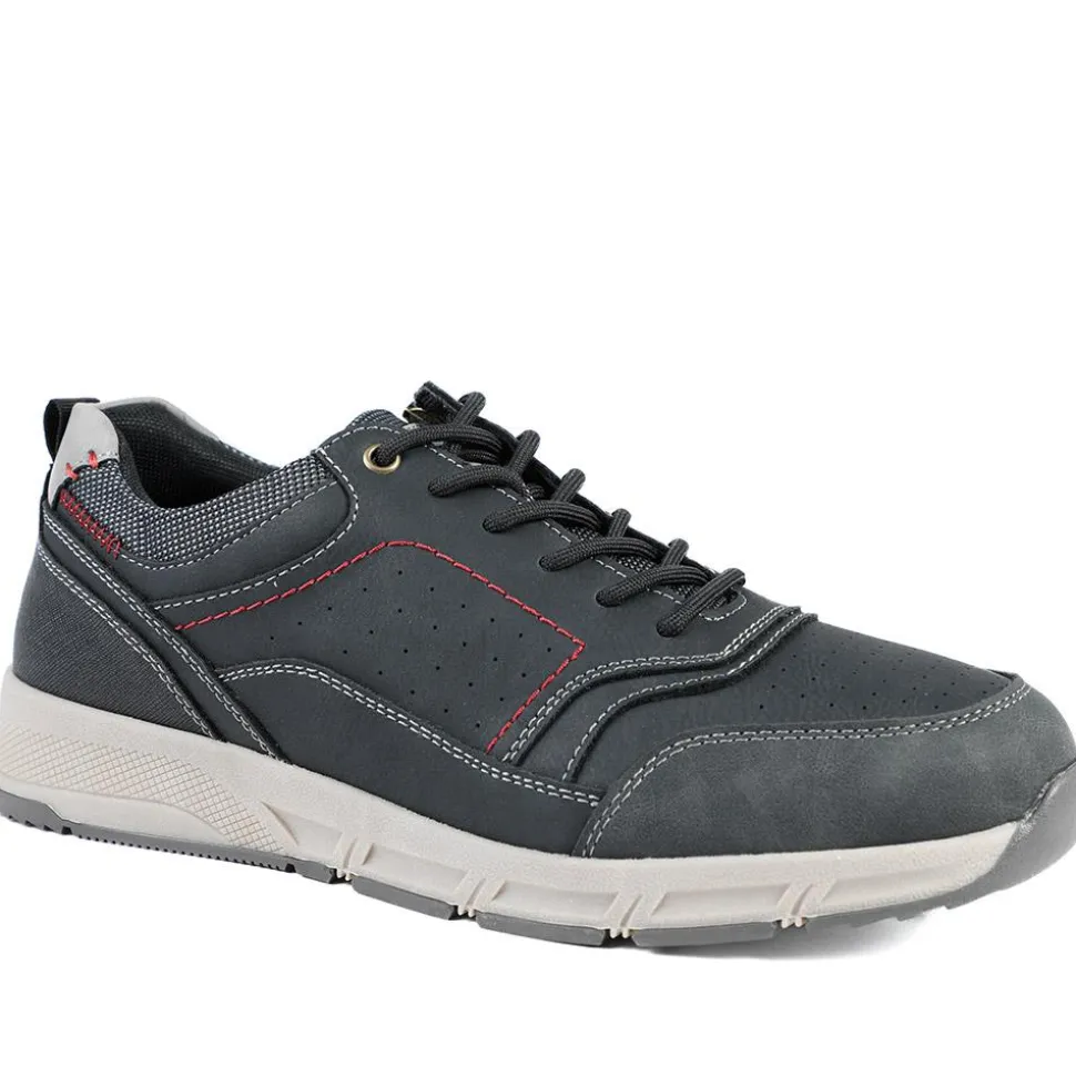 Wide Fit Lace Up Shoes With Grip Sole - Black