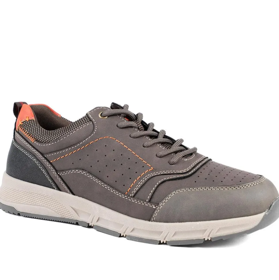 Wide Fit Lace Up Shoes With Grip Sole - Brown