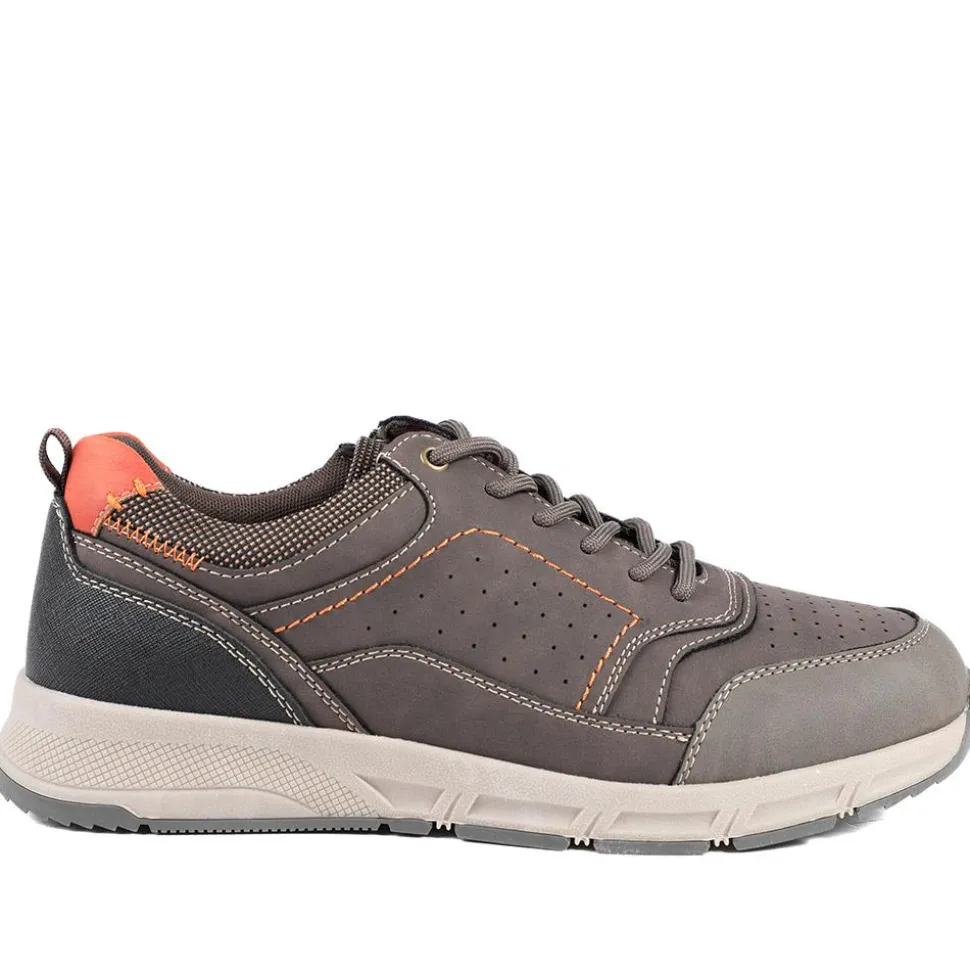 Wide Fit Lace Up Shoes With Grip Sole - Brown