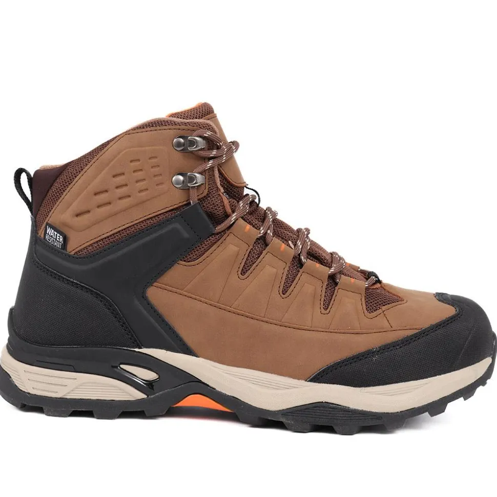 Wide Fit Lace Up Walking Boots - Brown