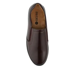 Wide Fit Ladies' Slip-On Shoes - Burgundy Patent