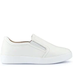 Wide Fit Ladies' Slip-On Shoes - White
