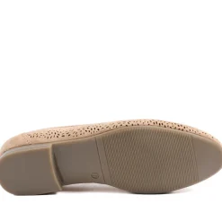 Wide Fit Laser Cut Slip On Shoes - Beige
